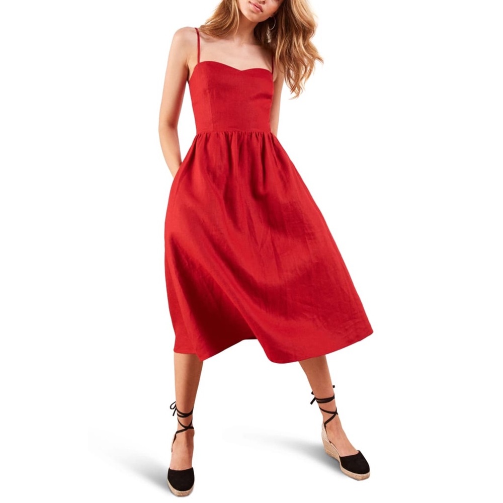 Reformation Olivia Linen Midi Dress